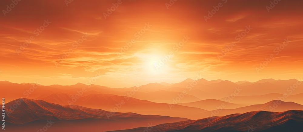 Sunset landscape with vibrant orange sky The color of the sky creates a breathtaking copy space image