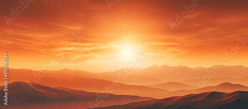 Sunset landscape with vibrant orange sky The color of the sky creates a breathtaking copy space image