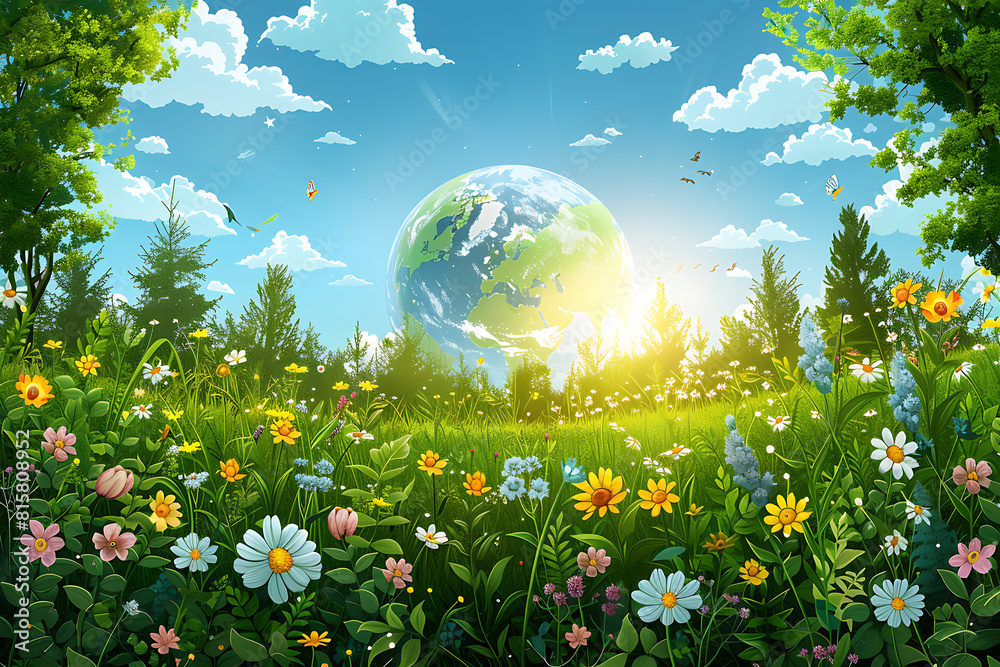 A vibrant blue and green eco Earth globe symbolizes environmental world protection, ecological conservation, and the urgent message of A vibrant blue and green eco Earth globe symbolizes environmental world protection, ecological conservation, and the urgent message of