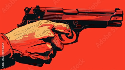 Illustration of hand holding a gun