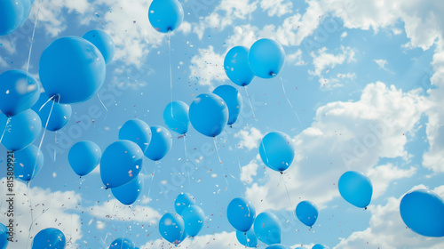 Blue balloons being released into the sky during a celebration © Alexandra ZH