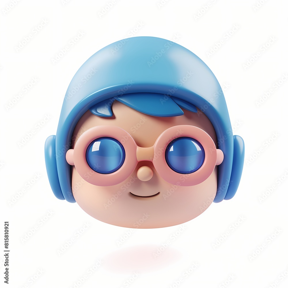 Fototapeta premium cute Swimmer icon, 3D render, white background, generative AI