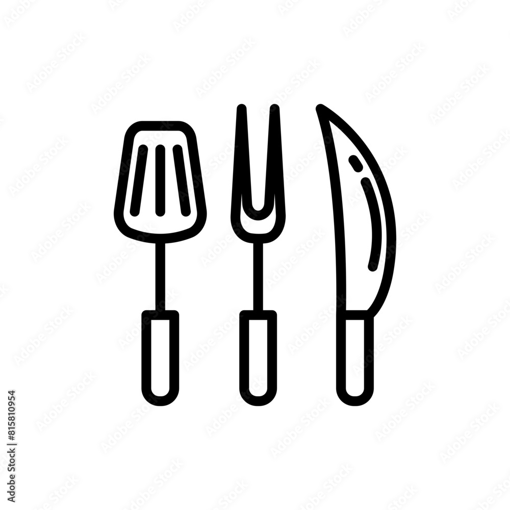 Cooking tools line icon. Barbecue icon. Bbq icon isolated on white background. Transparent background, minimalist symbol. Vector images Cooking tools line icon. Barbecue icon. Bbq icon isolated on white background. Transparent background, minimalist symbol. Vector images