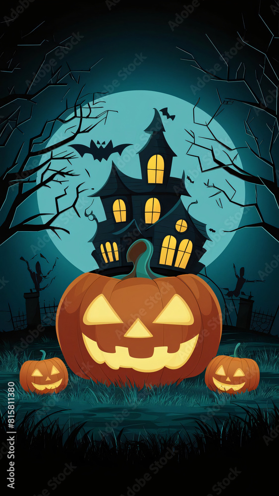 Halloween background image (bat, castle, pumpkin, moon, tree, night) phone screem, iphone screen. Halloween background image (bat, castle, pumpkin, moon, tree, night) phone screem, iphone screen.