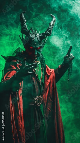 Dracula Costume for Halloween on a Flat Green Background