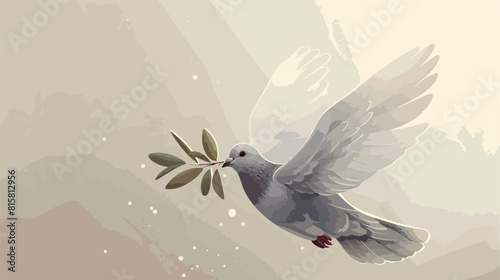 Cute gray translucent dove pigeon or bird flying and