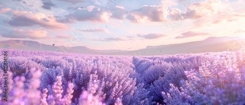 Lavender field with sunset in Provence, France