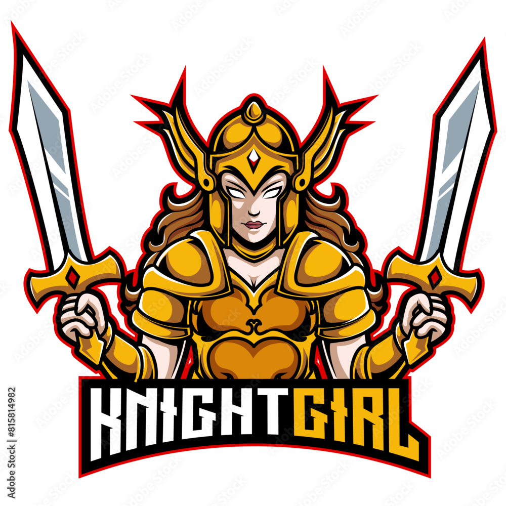 knight girl mascot logo vector illustration knight girl mascot logo vector illustration