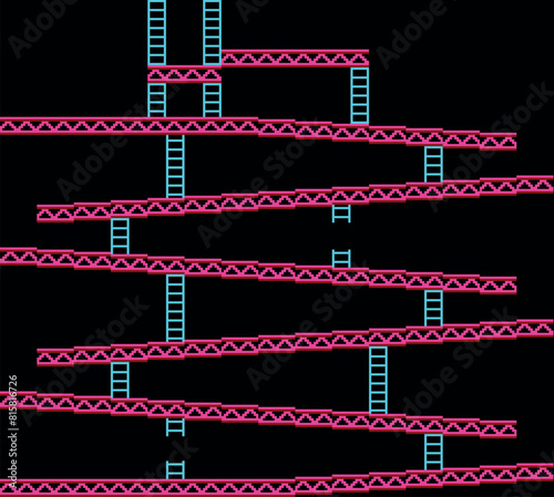 Retro pixelated monkey arcade machine game background from the 80s and 90s