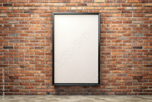 Blank poster on brick wall. Mock up.
