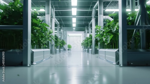 vertical farming indoor room, people on the plantation photo
