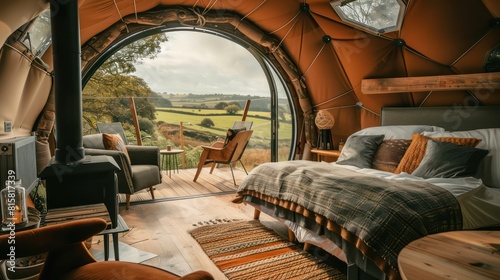 glamping dome in a campsite photo
