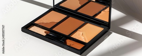 Professional contour palette with mirror, highlighted for its ability to modify facial contours and promote a slimmer face