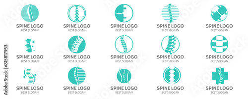 Chiropractic logo, spine symbol osteopathy set icon