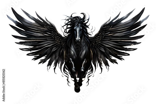 black horse white wings photo
