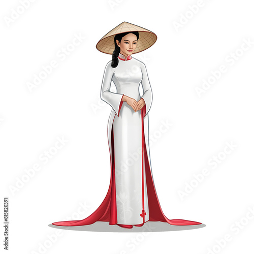 Vietnamese tradition womens cartoon, Beautiful vietnamese woman, Dress vietnamese woman, Digital art illustration,