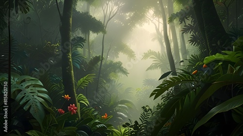 a dense tropical rainforest
