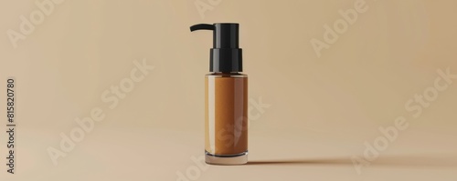 Mockup of a small pump bottle for concealer, designed to brighten under eyes and hide dark circles, on a simple backdrop