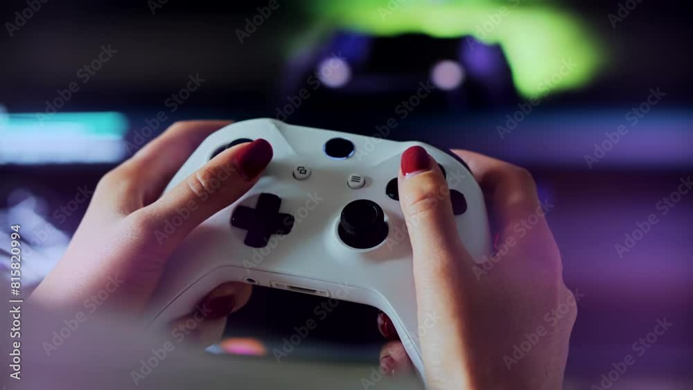 Cyber sport hobby .  Esports player engages in console gaming 