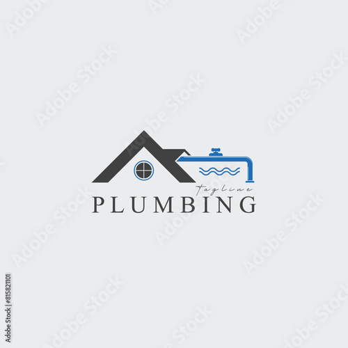 home and plumbing logo vector illustration design