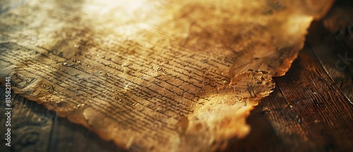 The texture of the ancient manuscript. photo