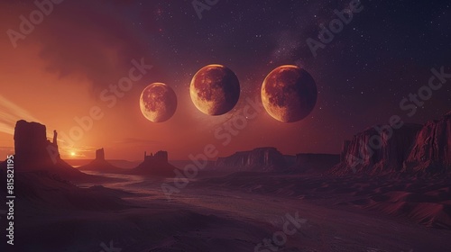 Three moons over the desert