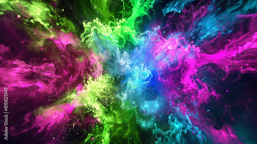 Psychedelic explosion of magenta, lime green, and electric blue.