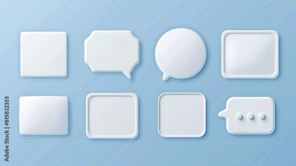 An illustration of realistic dialogue boxes in round, square, rectangle, oval shapes with shadows for social media. An illustration of realistic dialogue boxes in round, square, rectangle, oval shapes with shadows for social media.