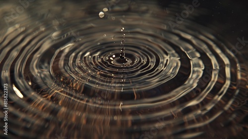 Water droplet impact creates ripple rings.