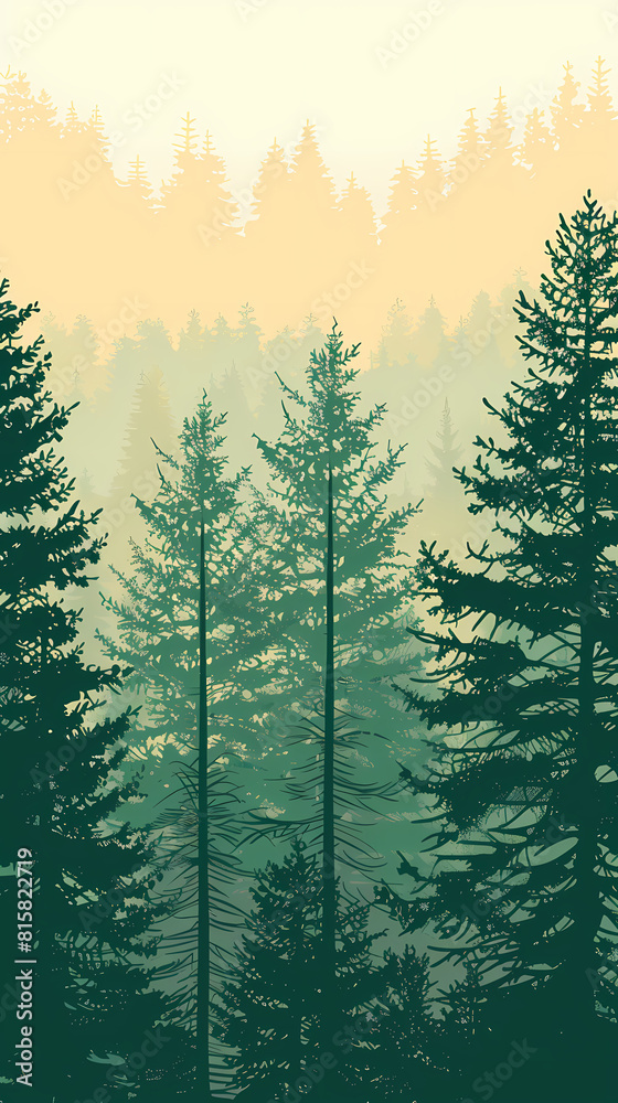 Fototapeta premium Winter forest fir trees spruce silhouette vector image,Pine forest silhouette wood tree background .