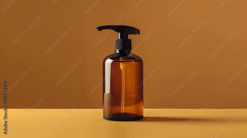 Luxurious grease bottle with a pump, displayed to accentuate its rich formula containing vitamins that condition and beautify the face Luxurious grease bottle with a pump, displayed to accentuate its rich formula containing vitamins that condition and beautify the face