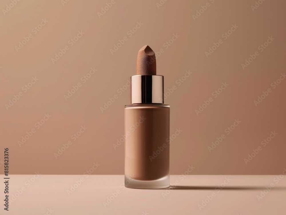 Luxurious foundation bottle with pump, displayed to accentuate its light, skinlike finish for the most natural appearance Luxurious foundation bottle with pump, displayed to accentuate its light, skinlike finish for the most natural appearance