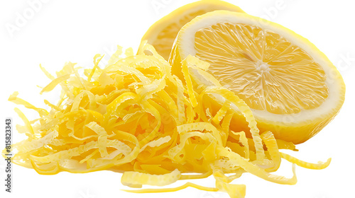Fresh lemon zest isolated on transparent background photo