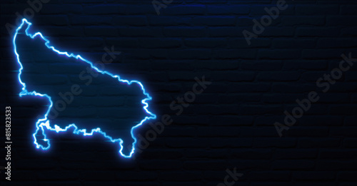 Utter Pradesh map neon sign photo