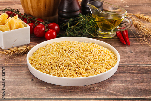 Italian raw dry pasta risoni photo