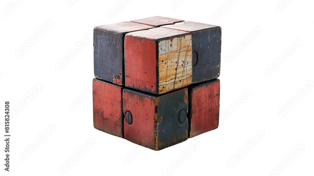 Obraz premium Geometric puzzle in the form of a cube isolated on transparent background