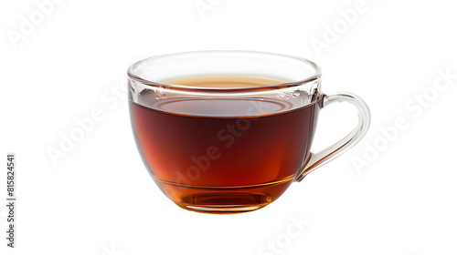 Glass cup of hot aromatic tea isolated on transparent background