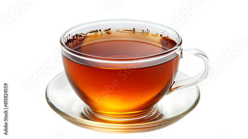 Glass cup of hot aromatic tea isolated on transparent background