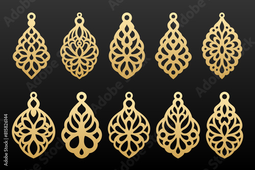 Earrings laser cut templates set, Jewelry pendants templates.