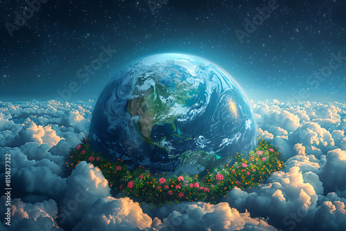 A vibrant blue and green eco Earth globe highlighting themes of environmental world protection, ecological conservation, and the message of "Save the Planet" in celebration of Earth Day