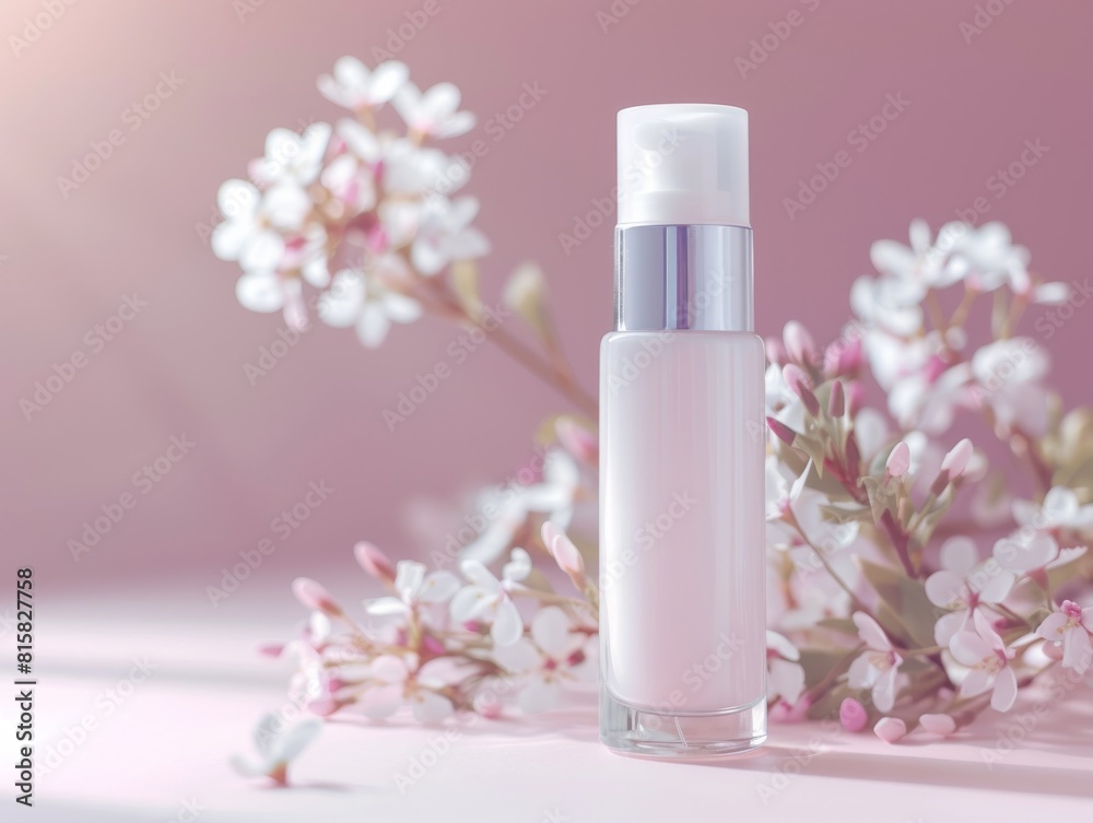 Elegant primer bottle with pump, displayed prominently to highlight its ability to brighten skin and prepare it for makeup application Elegant primer bottle with pump, displayed prominently to highlight its ability to brighten skin and prepare it for makeup application