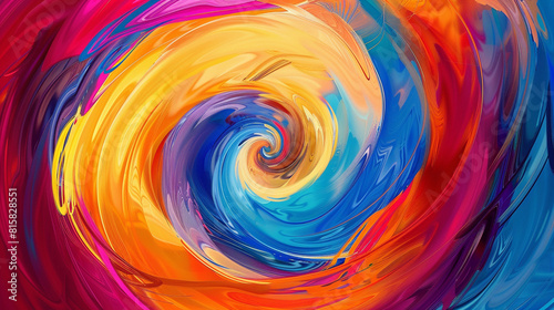 Abstract expressionist composition with vibrant swirls.