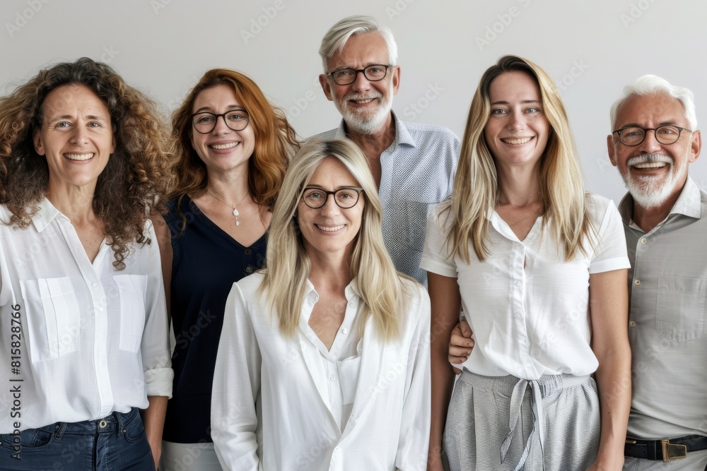 Group of diverse business people smiling and looking at camera in a studio Group of diverse business people smiling and looking at camera in a studio