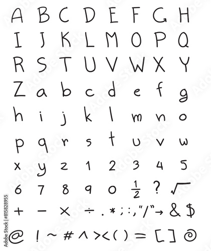 free hand font vector pen draw style classic set.