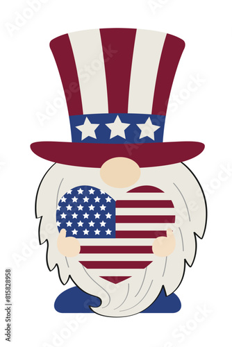 Vector illustration of patriotic gnomes celebrating 4th of July