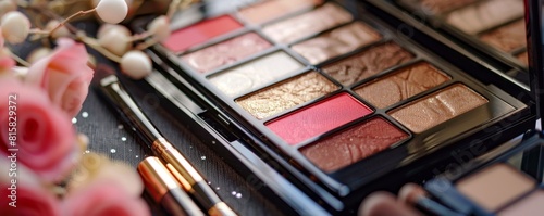 Elegant complete makeup palette showcased prominently, emphasizing its allinone capability for any occasion, ensuring readiness for each day photo