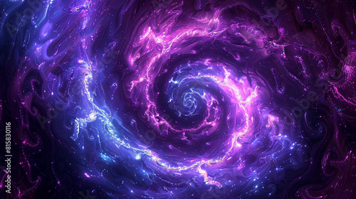 Spiraling indigo and violet patterns, cosmic energy.