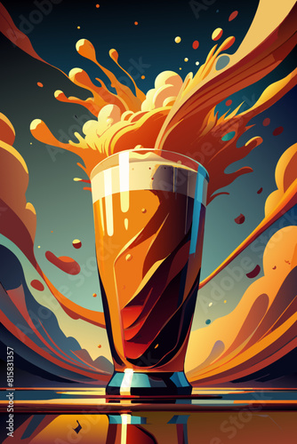 Dynamic Splashing Beer Pint Illustration