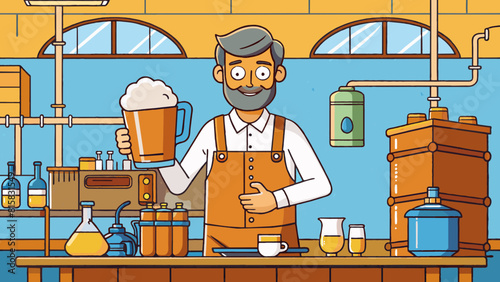 Cheerful Brewer Presenting Craft Beer in Brewery