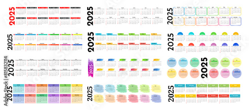 Calendar for 2025 isolated on a white background
